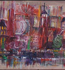 Original Öl auf Holzplate   100x40 cm